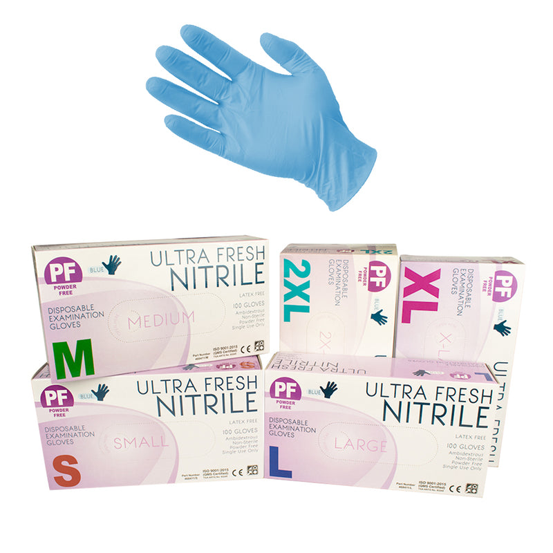 SteelDrill ULTRA FRESH BLUE NITRILE POWDER FREE GLOVES